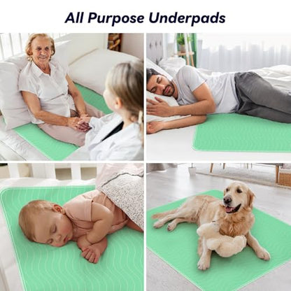 Fygrip 6 Pack 36” x 36” Extra Heavy Absorbency Washable Underpads Bed Pads - size: 6 Pack - 36" x 36"