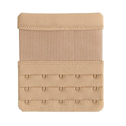 Women's Bra Extenders 4 Hook / 3 Hook / 5 Hook / 2 Hook Soft Comfortable Stretchy Bra Extension Strap - color: Beige, 5 Hook 3/4 Inch Spacing