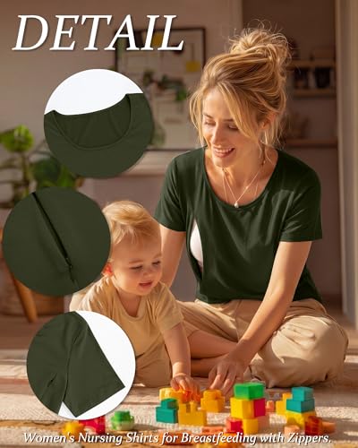 Oakgarden 4 Pack Women's Nursing Shirts - color: Army Green, Mocha, White, Black, size: Small