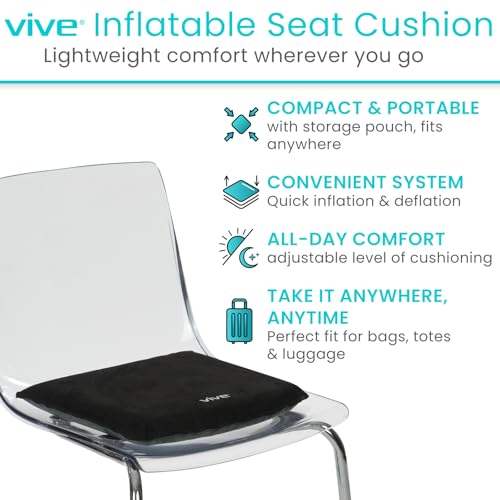 Vive Inflatable Seat Cushion - Portable Pad for Stadiums, Bleachers