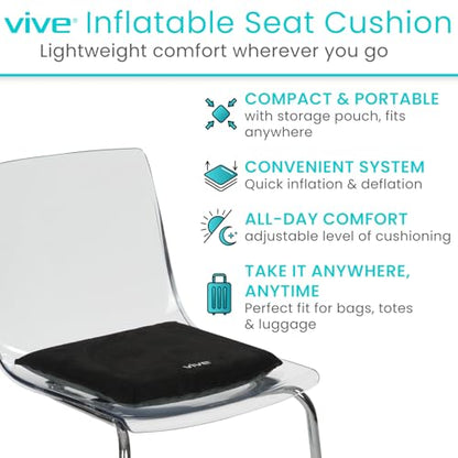 Vive Inflatable Seat Cushion - Portable Pad for Stadiums, Bleachers