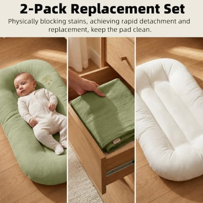 3 Pack Muslin Baby Lounger Covers, Covers Only, 35.5" x 20" - color: 3 Pack Green
