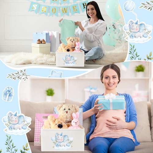 Pickmesh Baby Shower Storage Basket with Gift Bags, Blue Elephant - style: Blue Elephant