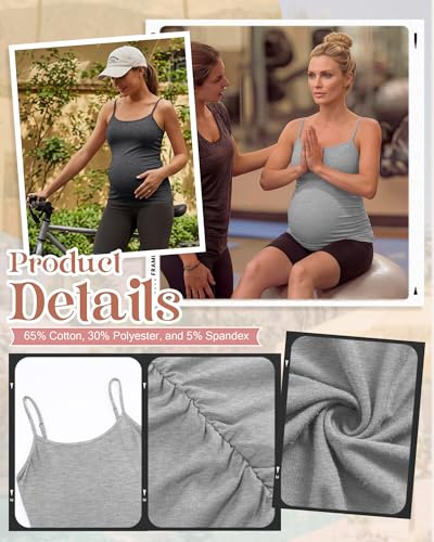 4 Pack Maternity Tank Tops - color: White, Light Gray, Dark Gray, Black, size: XX-Large