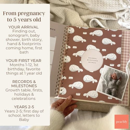 Peachly Unisex Baby Memory Book - First Year Baby Book Keepsake - Charlie - color: Charlie