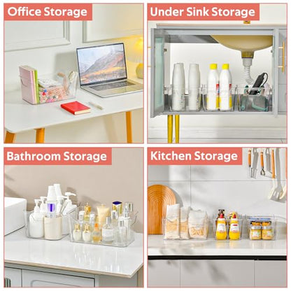 Clear Plastic Storage Bins - 12 Pack Pantry Organizers and Storage, Clear Pantry Organizer Bins, X-Large Plastic Containers with Handle for Kitchen, Cabinet, Bathroom, Classroom Organization - size: X-Large