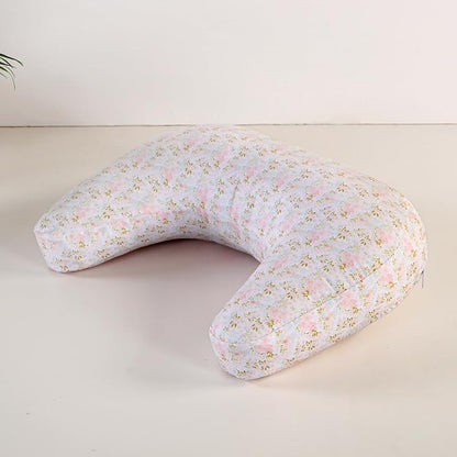 U-Shape Breastfeeding Nursing Pillow Set, 1 Insert and 2 Removable Covers - color: White & Pink Floral