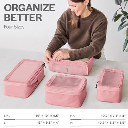 Aerotrunk Compression Packing Cubes for Travel, 4-Pack, Pink - color: Rose, size: 4-Pack
