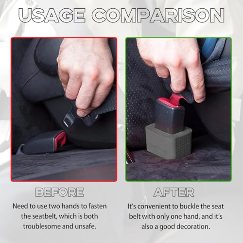 Augeny 2 PCS Seat Belt Buckle Holder, Silicone Auto Rear Seatbelt Buckle Booster to Makes Receptacle Stand Upright for Easy Access, Universal Vehicle Seatbelt Buckle for Kids (Dark Gray) - color: Dark Gray