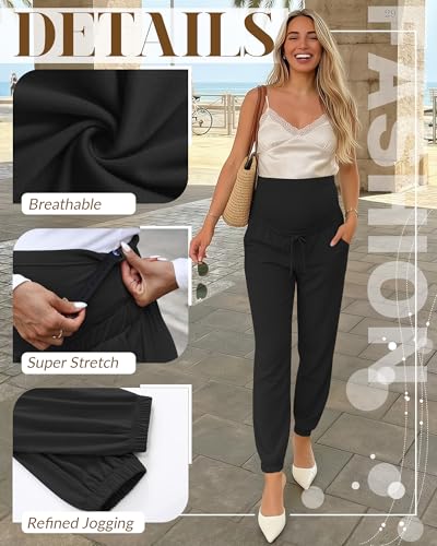 3 Pack Women's Maternity Jogger Pants with Pockets - color: Coffee, Black, Black, size: XX-Large