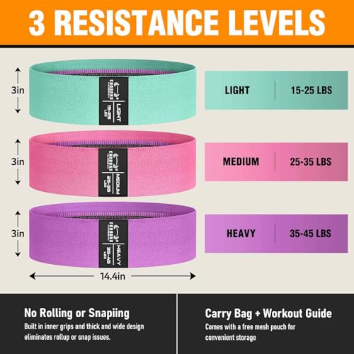 Fabric Resistance Bands for Working Out - color: Pink