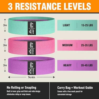 Fabric Resistance Bands for Working Out - color: Pink