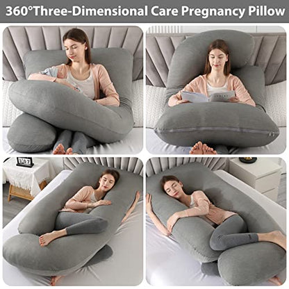 Elover U Shaped Pregnancy Pillow,Full Body Maternity Support - color: Cooling-dark Grey