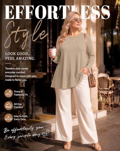 Evervibe 3 Pack Womens Plus Size Tunic Tops - color: Black, Brown, Khaki, size: 4X-Large