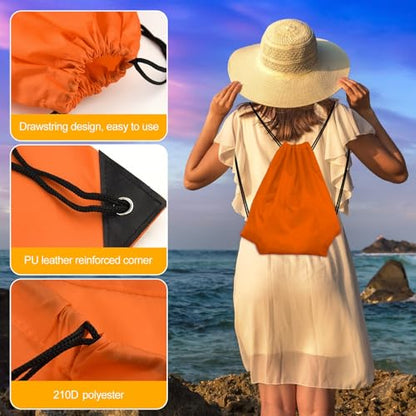 KUUQA 2Pcs Orange Drawstring Backpack Bags - color: Orange