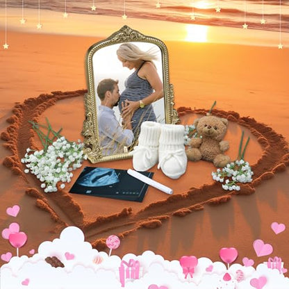 Pregnancy Announcement Mirror Set Newborn Shoes Flower Bear Pen