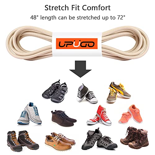 UpUGo Elastic Shoe Laces, No Tie Shoe Laces for All Ages, One Size Fit All - color: Plain Beige ×1, size: 1 pair