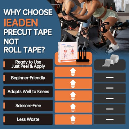 Precut Kinesiology Tape for Knees, 20 Pcs, Black - color: Black, size: 20 Pcs