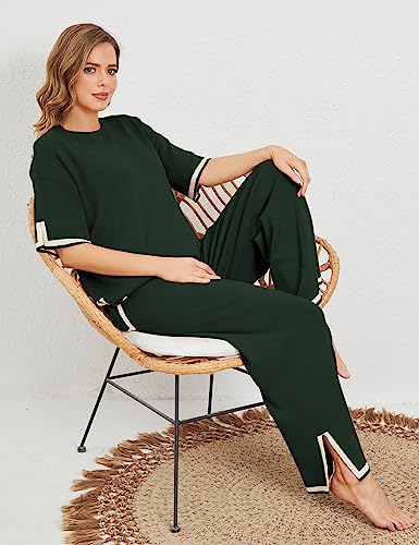 Tanming Women's Sweater Sets 2 Piece Lounge Set Tracksuits - color: Army Green, size: Large