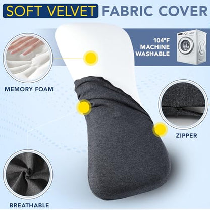 Hapiclody Lumbar Support Pillow for Sleeping Memory Foam Lumbar Pillow for Lower Back Pain Relief Back Support Pillow for Side,Back and Stomach Sleepers-Bed Wedge Bolster Pillow Bed Rest Pillow(Gray)