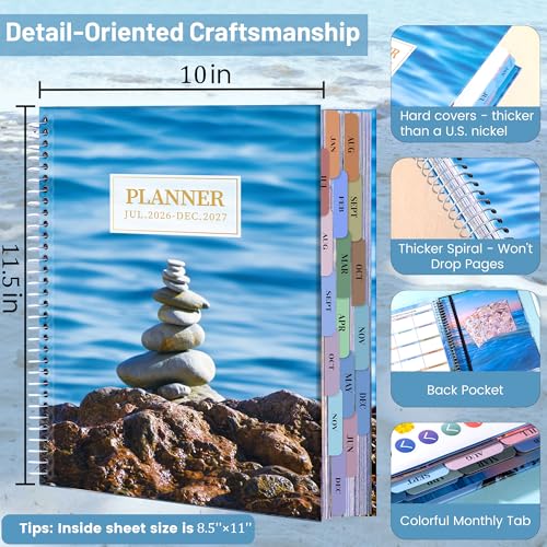 CAGIE Planner 2026-2027 Weekly and Monthly,18 Month (Jul. 26-Dec. 27) - color: Blue