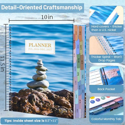 CAGIE Planner 2026-2027 Weekly and Monthly,18 Month (Jul. 26-Dec. 27) - color: Blue