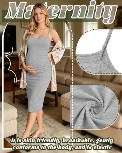 3 Pack Maternity Summer Slip Dress - color: Army Green, Light Gray, Black, size: Medium