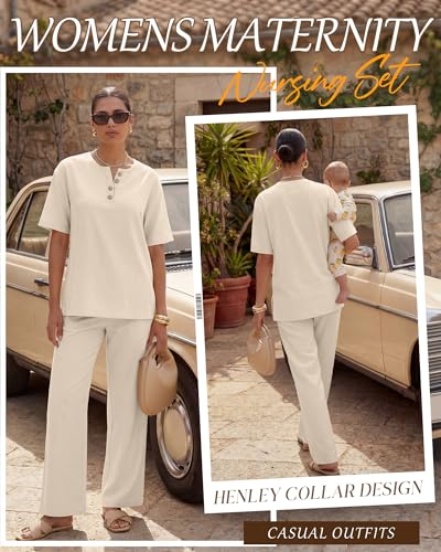 Women Maternity Nursing Set - color: Apricot, size: Small