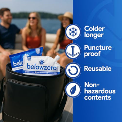 Below Zero Prefilled Reusable Ice Packs for Coolers | Long Lasting Freezer Ice Blocks for Camping, Lunch Bags & More | 48 Hour Cooler Ice Pack Technology - style: Medium - 2pk (New Design)