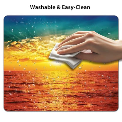 Gold Ocean Sunset View Mouse Pad, Majestic Nature Sea Waves Scene Desk Mat - color: Custom Designs Art 013