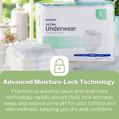 McKesson Ultra Adult Incontinence Underwear, Heavy Absorbency, 58 in, 18 ct - size: Large (18 Count)