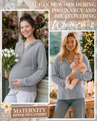 Neer Women's Nursing Hoodies Breastfeeding Shirts - color: Gray, size: Small