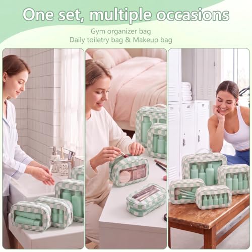 Thinkday 5 Pcs Diaper Bag Organizer Pouch Set Clear Makeup Bag, Mint Green - color: Mint Green