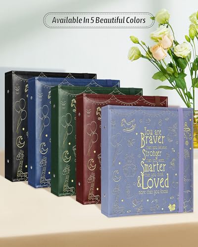 Leather Baby Scrapbook Album, Baby Memory Keepsake for New Moms & Dads - color: Black