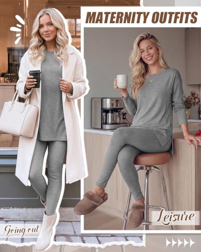 Neer Maternity Nursing Pajamas Sets 2 Piece Outfits - color: Light Heather Gray, size: XX-Large