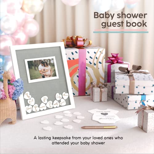 GLM Premium Baby Shower Guest Book with Welcome Sign & 50 Hearts - Perfect Keepsake Memory Book for Boy & Girl Baby Shower Decorations, Alternative to Traditional Guest Books! - style: Baby Shower