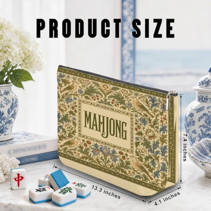 William Morris Floral Mahjong Tile Bag Bird Makeup Bag (Case Only) - color: Multicolor 1814