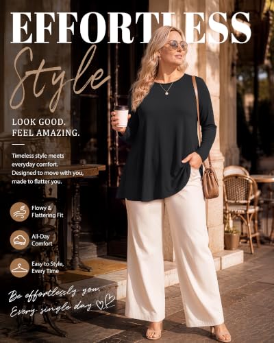 Evervibe 3 Pack Womens Plus Size Tunic Tops - color: Black, Denim Blue, Rose Pink, size: 3X-Large