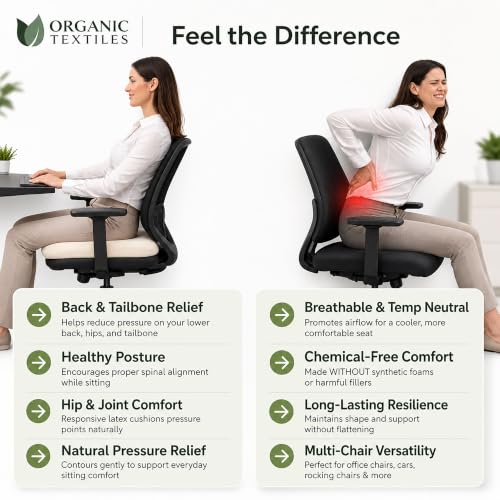 Organic Latex Seat Cushion 2" Soft, Black Cover, 1-Pk - color: Black Cotton Cover, size: 2" Soft