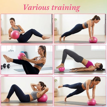 4 Pcs Small Pilates Ball Bulk 9 Inch Mini Yoga Ball - color: Solid Pink