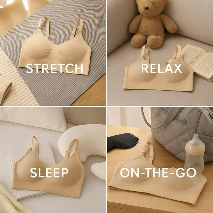 iloveSIA Nursing Bras MulitPack | Wireless & Seamless for Maternity, Breastfeeding & Sleep - color: Black+nude+pink, size: Large