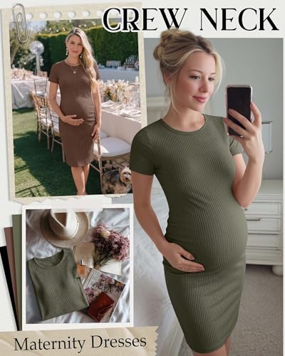3 Pack Women's Cotton Maternity Dresses - color: Army Green, Coffee, Black, size: XX-Large