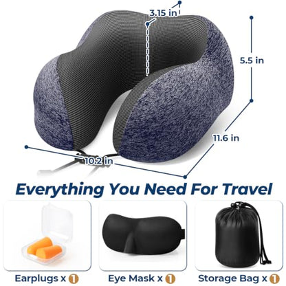 ExploreBliss Travel Pillow, Neck Pillow Airplane, Mottled Blue - color: Mottled Blue