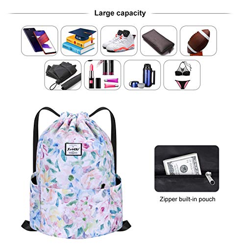 XEYOU Drawstring Backpack Bag Sport Gym Sackpack Beach Cinch Bag - color: Oil Painting Flowers