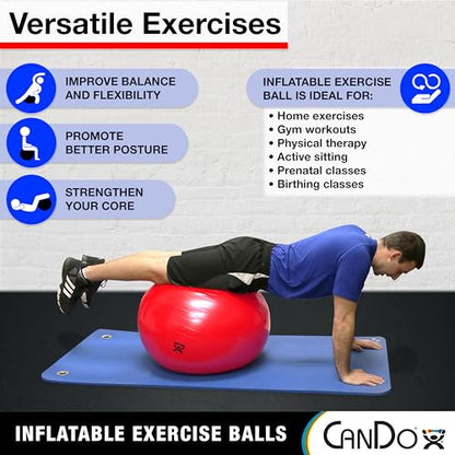Cando Non-Slip Vinyl Inflatable Exercise Ball - color: Orange