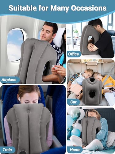 Maliton Inflatable Travel Pillow for Airplane (Dark Grey) - color: Dark Gray