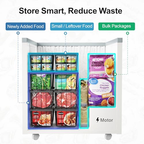 iSPECLE Deep Freezer Organizer Bins - Storage Baskets for 5-7 Cu.Ft, 6 Pack - color: 6-Pack Black (2 Columns)