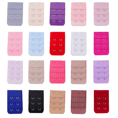 Senkary 40 Pieces Bra Extender 2 Hooks/3 Hooks Bra Band Strap Extensions for Women, 20 Colors