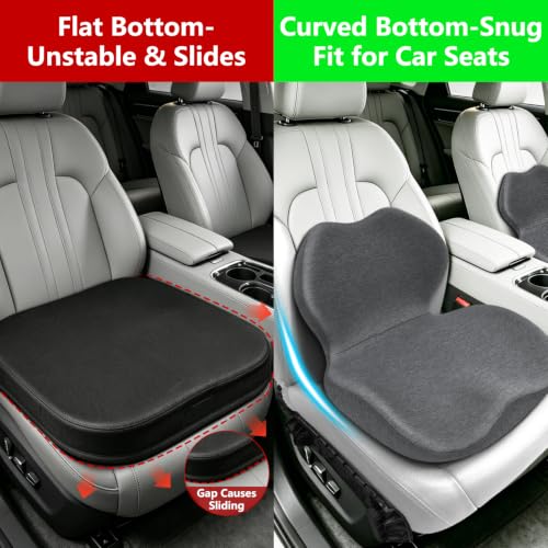 Memory Foam Car Seat Cushion with Lumbar Support Pillow,Driver Seat Cushion - color: Grey