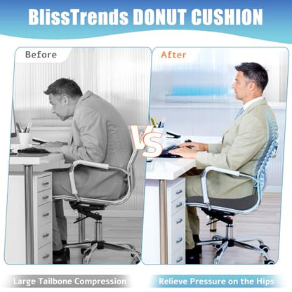 BlissTrends Donut Pillow Seat Cushion, Memory Foam Lifting Cushions - color: Grey, size: X-Large